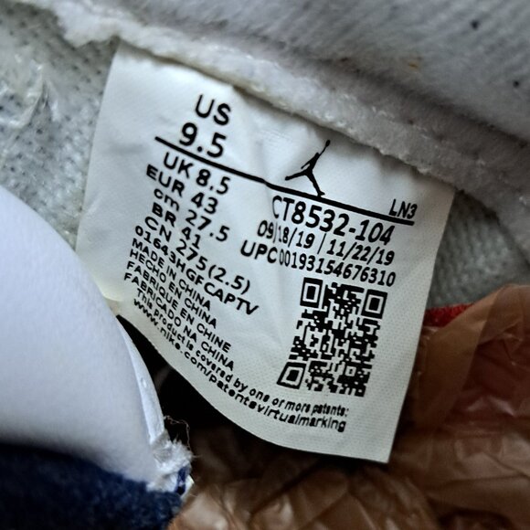 Nike Air Jordan 3 Retro UNC CT8532-104 Mens Sz 9.5 White Blue Og III - Picture 7 of 14